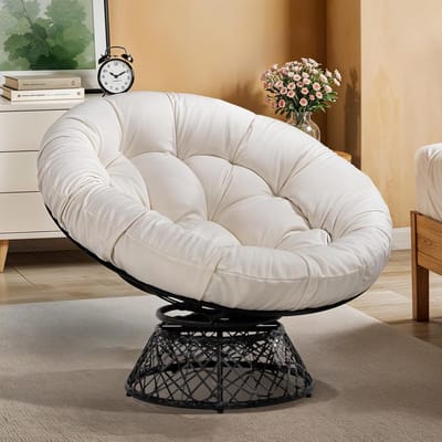 Jently tuinstoel - loungestoel - fauteuil - draaibare tuinstoel - inclusief kussen - voor binnen en buiten - grijs