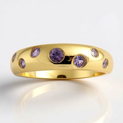 Cavill - Moderne ring dames - 925 Sterling Zilver Verguld - Paarse Saffier 0,39 ct - Bezel zetting - Natuurlijke Sri Lankaanse edelsteen
