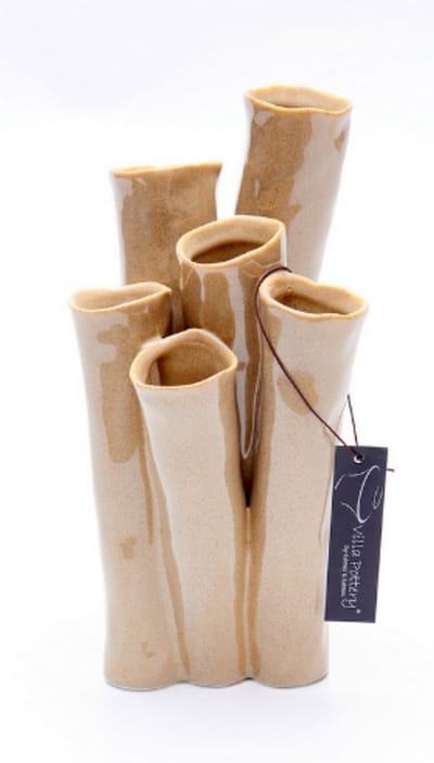 Vaas - Villa Pottery - Woondecoratie - Porselein - Waterdicht - Decoratie - New Juul 1_2 Mostard Reactive