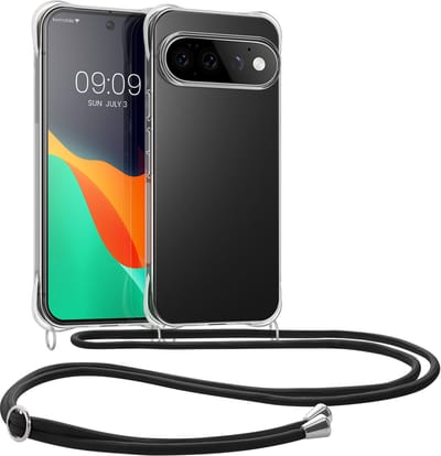 kwmobile telefoonhoesje geschikt voor Google Pixel 11 Pro XL - Hoesje met telefoonkoord - Back cover in transparant / zwart