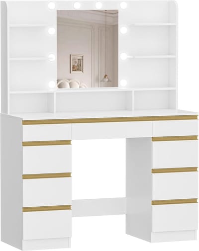 DailySupplies® Make Up Tafel met Spiegel - Kaptafel voor Meisjes - Hollywood Spiegel met Verlichting