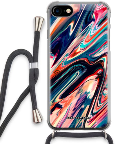 Case Company® - Hoesje met koord geschikt voor iPhone SE 2020 hoesje met Koord - Quantum Being - Telefoonhoesje met Zwart Koord - Bescherming aan alle Kanten en Over de Schermrand