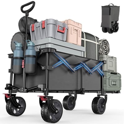 DailySupplies® Bolderkar Opvouwbaar Luchtbanden - Strandwagen - Bolderwagen - Zwart