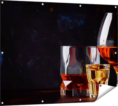 Gards Tuinposter Sterke Alcohol Drank - Glazen - 120x90 cm - Tuindoek - Tuindecoratie - Wanddecoratie buiten - Tuinschilderij