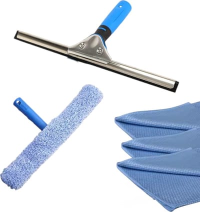 Glazenwasser set - 3-delig - Raamtrekker - Inwasser - Mircrovezeldoek - Ramenwas set - Raamwisser