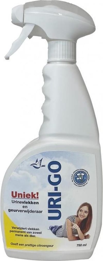 Uri-go urinegeur en -vlekverwijderaar - schoonmaakmiddel urineverlies - incontinentieproblemen - sprayfles 750ml (citroengeur)