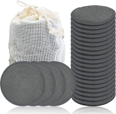 Herbruikbare Katoenen Rondes - Wasbare Pads - Make-up Verwijderen - Bamboe Houtskool Materiaal - 24 Stuks - Natuurlijk