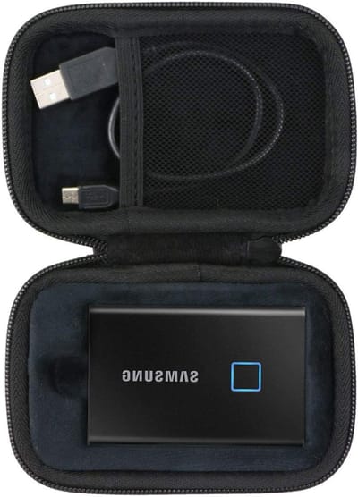 Hardcase voor Samsung T7 Touch/T7 Portable SSD - Schokbestendige EVA Opbergtas voor 500GB, 1TB, 2TB Externe Opslag en Reizen