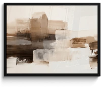 Poster in lijst - Fotolijst 80x60 cm - Posters - Penseelstreken - Abstract landschap - Rust - Posterlijst zwart - Decoratie - Wanddecoratie woonkamer - Muurdecoratie slaapkamer