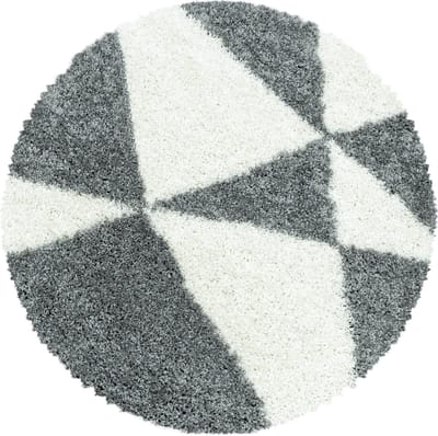 Extra hoogpolig shaggy vloerkleed Salsa - rond - grijs - 160x160 cm