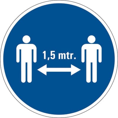 1,5 meter afstand houden verplicht bord - kunststof 200 mm