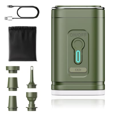 Ynkkvre-Draagbare Elektrische Luchtpomp – Ultra-Mini & Krachtig – 2400 mAh Oplaadbaar – 5 Mondstukken – Snelle Inflatie & Deflatie – Voor Zwembaden, Luchtbedden & Vacuümzakken