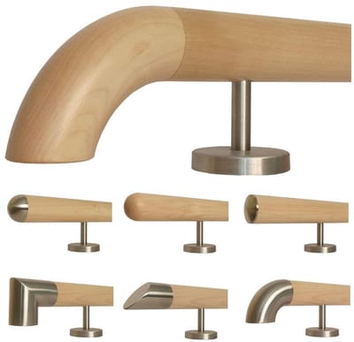 Houten Leuning - Trap Greep - Veilig Traplopen - Roestvrijstalen Houders - 180 cm - Houtkleur