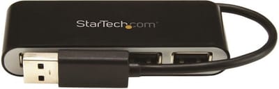 StarTech.com 4-Port Portable USB 2.0 Hub with Built-in Cable - hub - 4 ports USB hub - 4 - Zilver