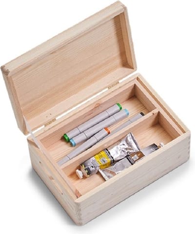 1x Houten kistje met deksel met inzettray en vakverdeling 30 x 20 cm - Zeller - Woonaccessoires - Kantoorbenodigdheden - Hobbybenodigdheden - Houten kisten met vakken