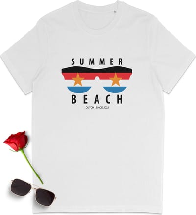 T Shirt Heren - T Shirt Dames - Zomer Strand - Summer Beach - Wit - Maat S