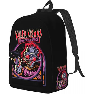 Killer Klowns de l'Espace Sac à Dos Cool Léger Sac à Dos Journée Étudiant Randonnée Voyage pour Hommes Femmes Sacs en Toile pour Ordinateur Portable Small 40x30x14cm