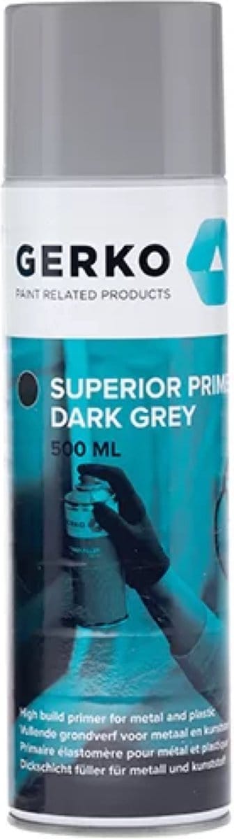 Gerko | Superior Primer in Spuitbus | Donkergrijs | 500ml | Grondverf | Voor kunststof & metaal
