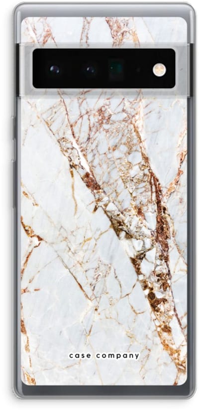Case Company® - Hoesje geschikt voor Google Pixel 6 Pro hoesje - Goud marmer - Soft Cover Telefoonhoesje - Bescherming aan alle Kanten en Schermrand