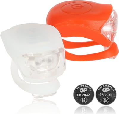 Fietsverlichting LED voorlicht en achterlicht siliconen set van 2 - Fiets verlichting voorlamp en achterlamp verlichtingsset - Fietslampjes kinderen fietsverlichtingsset waterdicht silicon