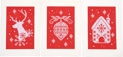 Vervaco - Wenskaart kit Kerst set van 3 - PN-0211812 - Borduren - Borduurpakket - Borduurpakket volwassenen - Borduurpakket kind