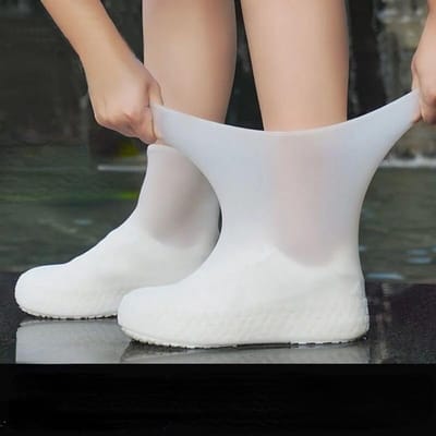 overschoenen - 1-paar - Waterdichte siliconen overschoenen - Herbruikbaar, antislip, geschikt voor buitenactiviteiten (Wit - maat L)