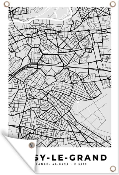Muurdecoratie Noisy-le-Grand - Plattegrond - Frankrijk - Kaart - Stadskaart - 120x180 cm - Tuinposter - Tuindoek
