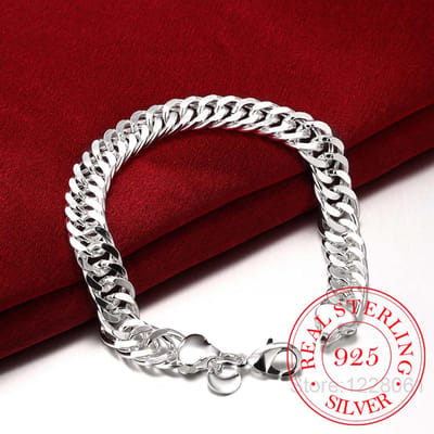 Dames Heren Mode Armband in Sterling Zilver black