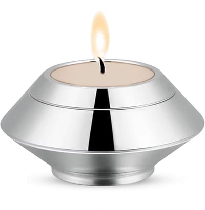 Luxe Mini Urn 90 ML - Urn met Kaarshouder - Crematie Urn - Uniek - Voor Huisdieren of Menselijk As - Crematie As - Mini Urn - Decoratie Urn - Zilver