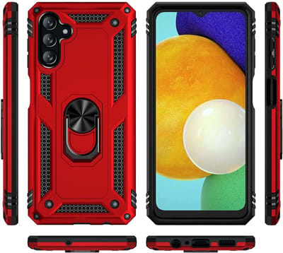 Hoesje Geschikt Voor Samsung Galaxy A13 5G hoesje Hybrid Armor Anti-Shock hoesje Rood - Galaxy A13 5G - A13 5G Hoesje kickstand Ring houder cover TPU backcover hoesje
