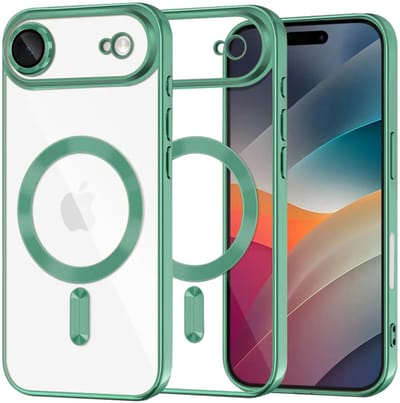Hoesje geschikt voor Apple iPhone Air - Techsuit Luxury Crystal Back Cover - Geschikt voor MagSafe - Transparant/Lichtgroen