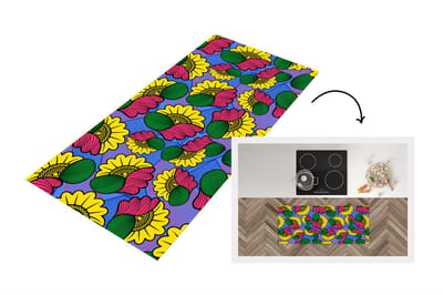 Keukenloper - Loper keuken - Bloemen - Patroon - Afrika - 120x50 cm - Keukenloper vinyl