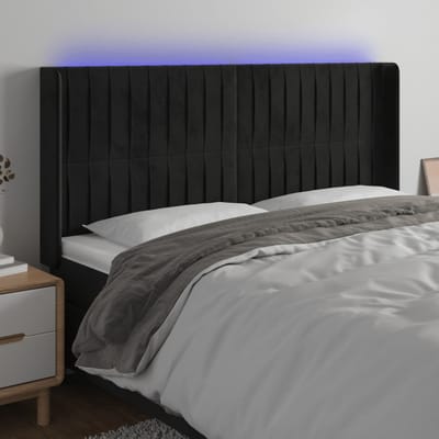 vidaXL - Hoofdbord - LED - 163x16x118/128 - cm - fluweel - zwart