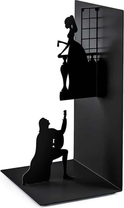 Balvi boekensteun Romeo en Juliet zwart metaal