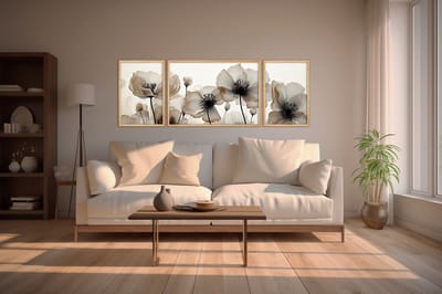 Asir - Decoratief ingelijst MDF-schilderij (3 stuks) - Veelkleurig - Schilderwerk: 100% MDF (Dikte: 3 mm) - 53 x 76 x 7 cm
