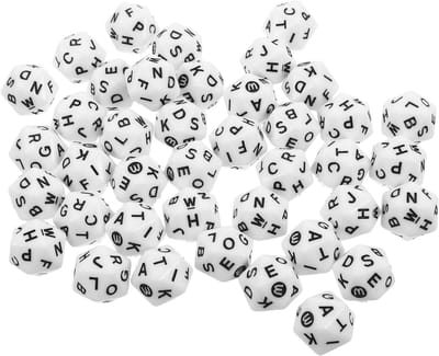 Alfabet Dobbelstenen - Woordspel Dobbelstenen - Taalontwikkeling Spelletjes - 20 Zijdige Letters - 40 Stuks - Wit