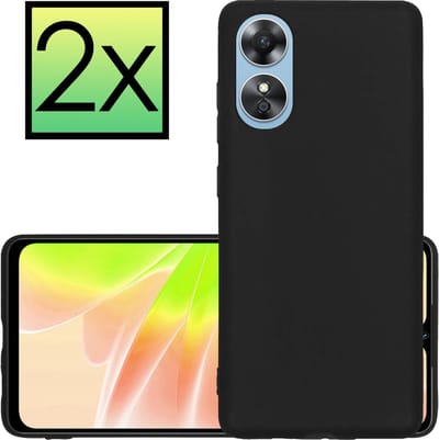 Hoesje - 2 Stuks - Geschikt voor OPPO A17 - Sterk & Shockproof - Case Siliconen - Back Cover - Telefoon Hoes - Zwart