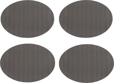 Krumble Placemats - Set van 4 - Ovaal - Placemats - Placemat - Onderlegger - Onderzetter - Grijs - PVC - 32 x 45 cm