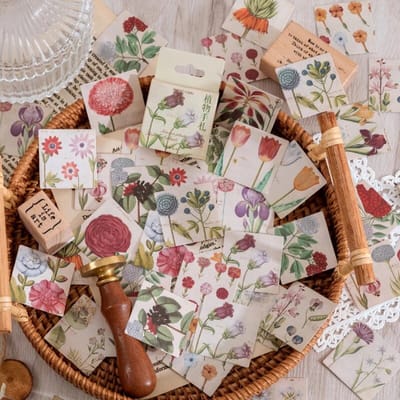 Bloemen Stickers 46 stickers – Bullet Journal, Planner & Scrapbook Stickers – Sinterklaas & Kerstcadeau – Schoencadeau – Cadeaus onder €5