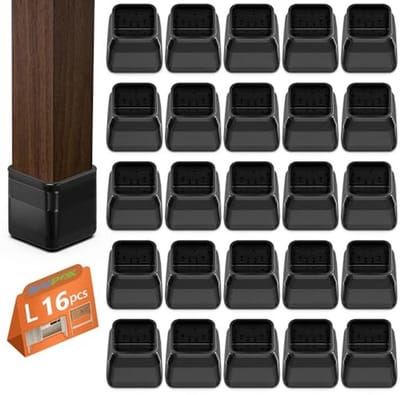 Stoelpootdoppen 16 Stuks - Vloerbeschermers voor Stoelen met Vilt - Transparante Siliconen - Zwart - Groot (31-40)