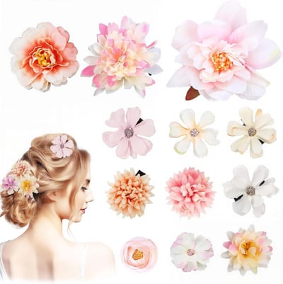 12 Stuks Kunstbloem Haarclips Bohemian Haaraccessoires voor Vrouwen en Meisjes voor Feest, Bruiloft en Carnaval