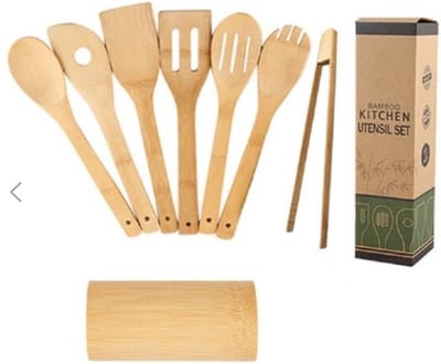Spatelset Bamboe - Houten - Keukenset Kookgerei Keukengerei 8 delige Set – Opline