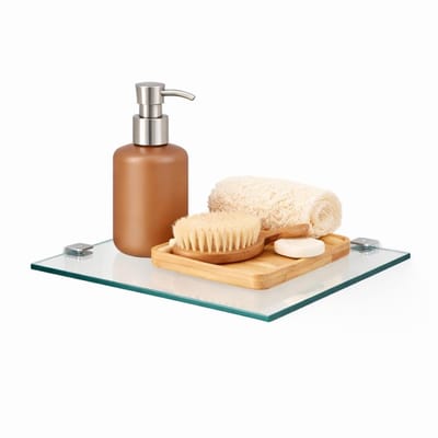 Allecto - Glass Corner Shelf - Badkamerplank - Veiligheidsglas - 25 x 25 cm - Ruimtebesparend - Perfect voor douchezaken - Ideaal voor elke badkam