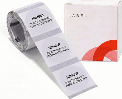 Niimbot labelprinterrol B3S/B21/B1/K3 - 31x31mm - 210 vellen - transparant - rond