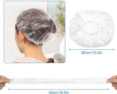 Famanu - 100 Stuks -douchecaps, badmutsen, grote dikke doorzichtige waterdichte haarbadmutsen, plastic elastische badmuts, dames en heren, haarkap voor salon, spa, reizen, thuisgebruik, hotel
