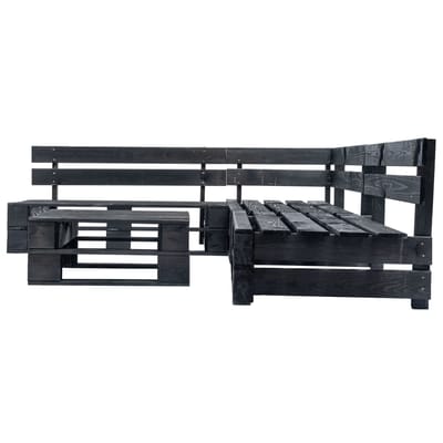 vidaXL - 4-delige - Loungeset - pallet - hout - zwart