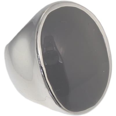 Behave - Ring - Zilverkleurige Ovale Statement Ring met Grijze Epoxy – Stijlvol & modern - 17mm