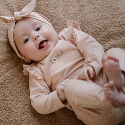 Dirkje Baby Meisjes kledingset Shirt Loved, Broek en Haarband Organic cotton maat 86