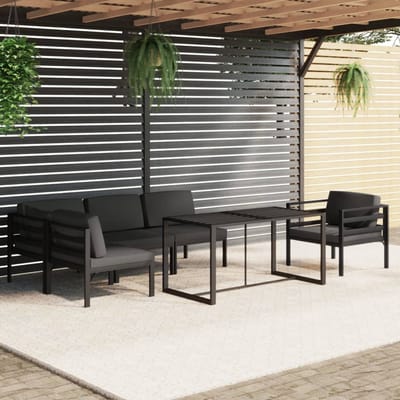 vidaXL - 6-delige - Loungeset - met - kussens - aluminium - antracietkleurig