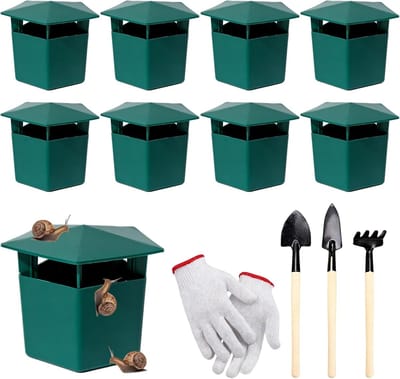 Effectieve Slakkenvallen voor de Tuin: 8 Herbruikbare Slakkenvallen met Handschoenen en Graveergereedschap voor Optimale Bescherming van Planten tegen Slakken en Naaktslakken